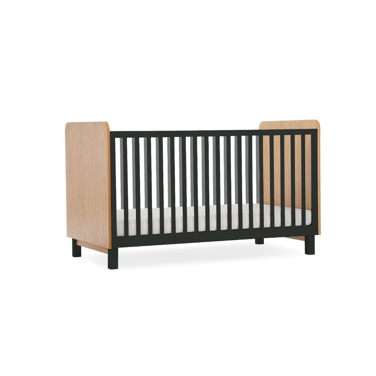CuddleCo Rafi Cot Bed - Oak and Black