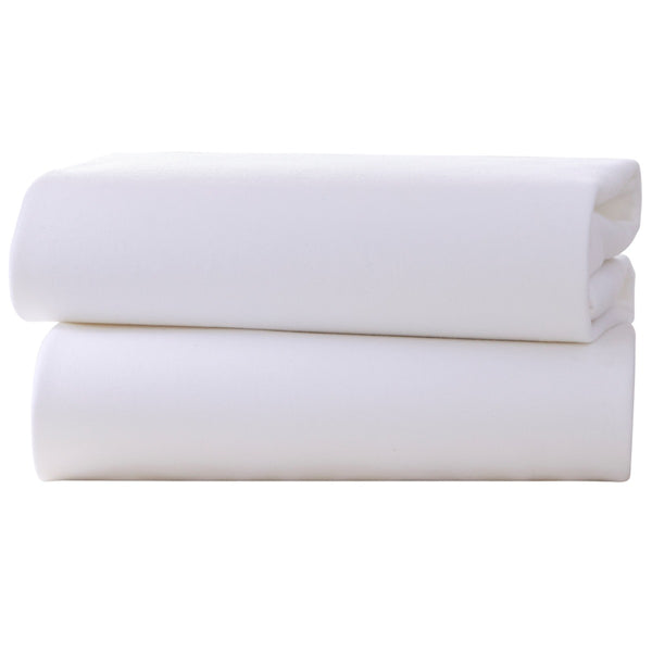 Clair de Lune 2 Pack Fitted Cotton Cot Bed Sheets - White