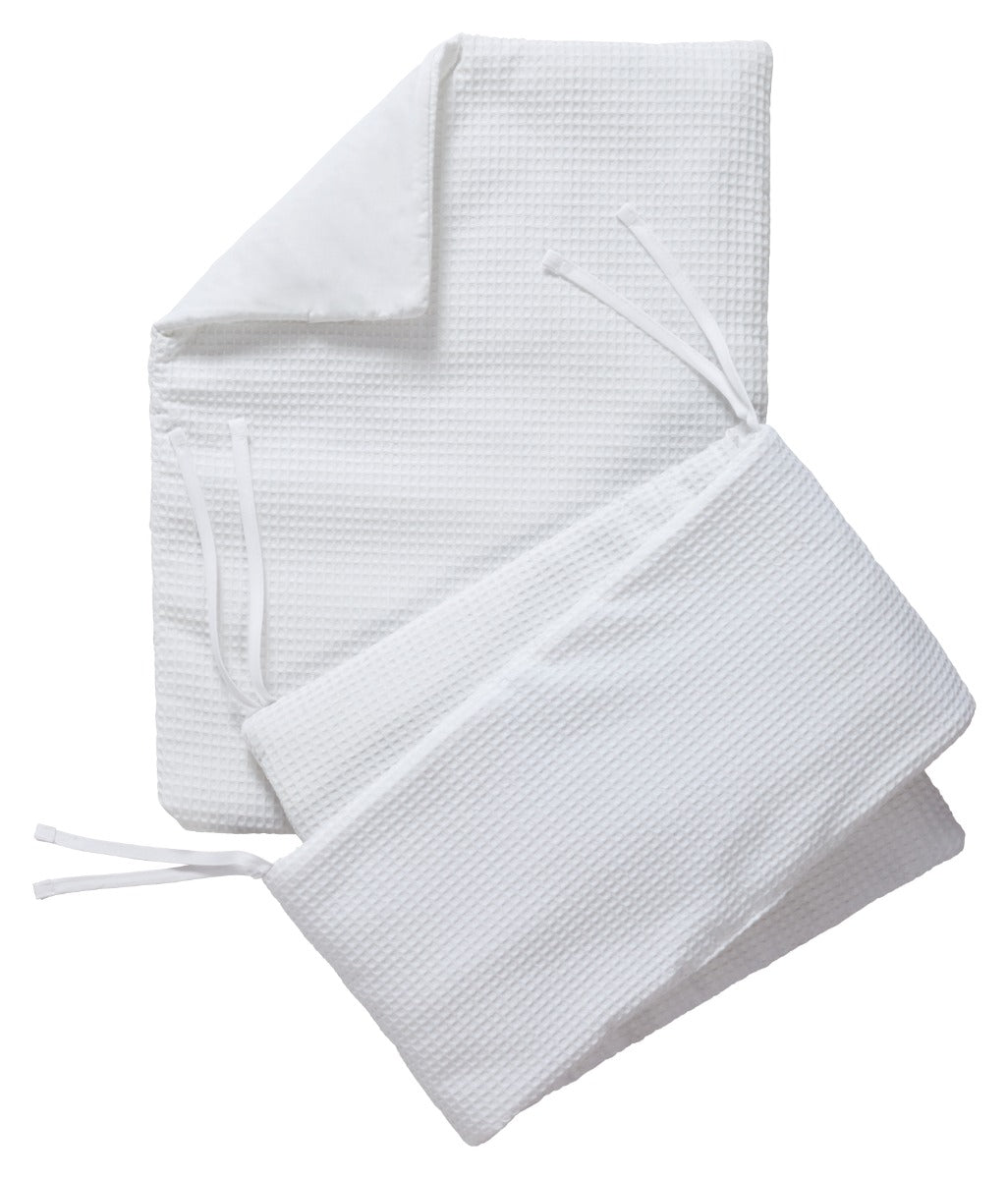 Clair de Lune Waffle Crib/Cradle Quilt & Bumper Bedding Set - White