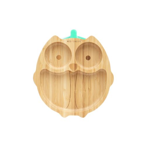 Eco Rascals Bamboo Owl Suction Plate - Green 