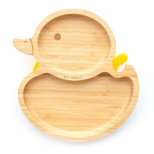 Eco Rascals Bamboo Duck Suction Plate - Yellow