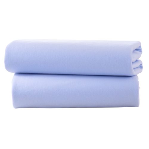 Clair de Lune 2 Pack Fitted Cotton Cot Bed Sheets - Blue 