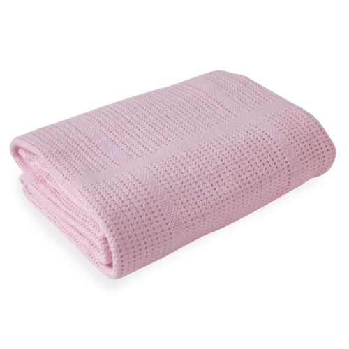 Clair de Lune Soft Cotton Cellular Pram Blanket -  Pink