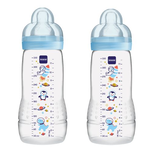MAM Twin Pack Baby Bottle 330ml - Blue