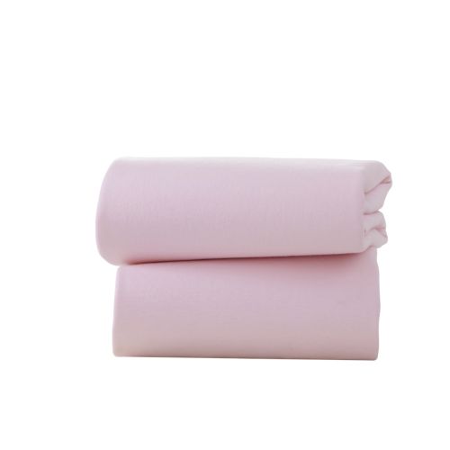 Clair de Lune 2 Pack Fitted Cotton Moses Basket Sheets - Pink - 74 x 30 cm